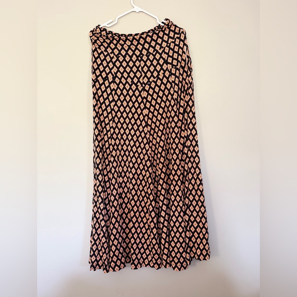 Anthropologie Black Maxi Skirt with Diamond Print
